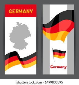 Set of banners with flags and map of Germany. Backgrounds for design.