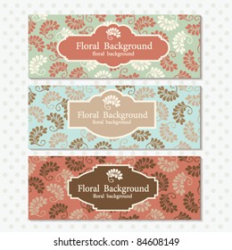 set of banners with floral backgrounds