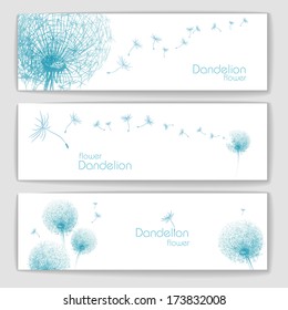 Set Of Banners With Flower Dandelion Sketch