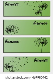 Set of banners with flower dandelion sketch