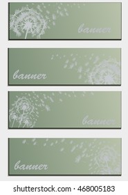 Set of banners with flower dandelion sketch