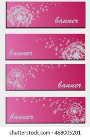 Set of banners with flower dandelion sketch