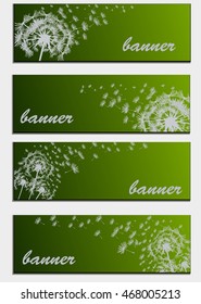 Set of banners with flower dandelion sketch