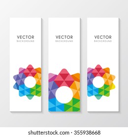 a set of banners with flower graphic