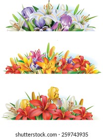 Set banners with flowers