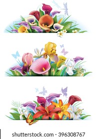 Set banners with flowers