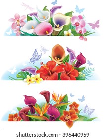 Set banners with flowers