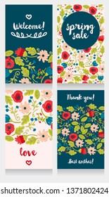 Set of banners with flowers design, can be used as party or sale invitations, vector illustration