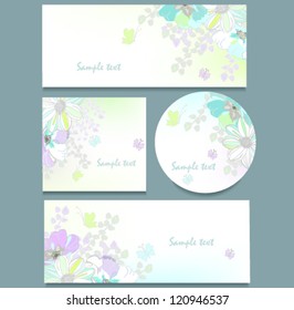set of banners with flowers of different shapes
