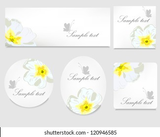 set of banners with flowers of different shapes