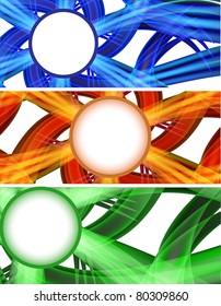 Set of banners from flowers and wavy lines EPS10