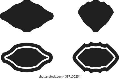 Set of banners. Four unusual vintage shapes in black.