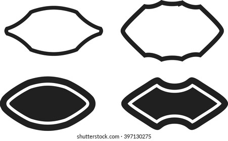 Set of banners. Four unusual vintage shapes in black.