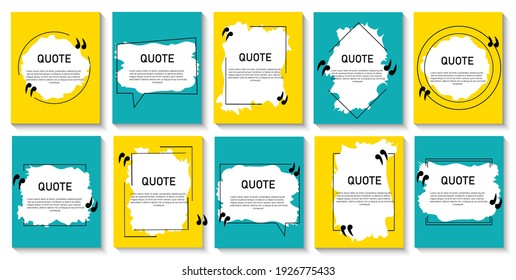 Set Of Banners, Frame For Quotes. Speech Bubble Icon. Template With A Text Box Inside. Bright Poster With Information, Popular Expression. Vector Illustration With Shadow.
