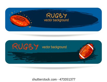 set of banners for the games, American football, rugby, ball, grunge background, template