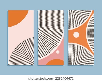 conjunto de banners con formas y círculos geométricos