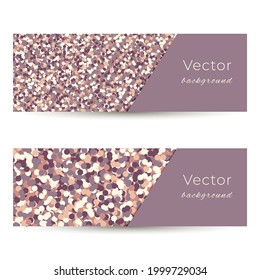 Set of banners with glitter, circles, glamorous chic. Template, backdrop, background, business card, letterhead, stretching.