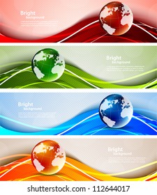 Set of banners with globes