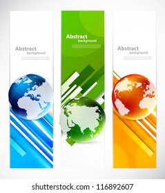 Set of banners with globes