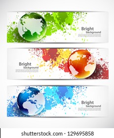 Set of banners with globes
