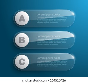 Set of banners with glossy / glass style design for business, report, number options, infographic, step presentation, background, workflow layout or web. Clean and modern, vector illustration eps 10