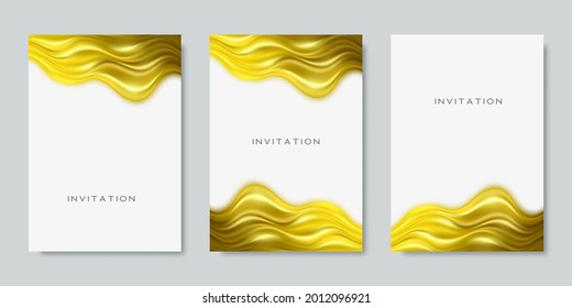 Set of banners golden oil paint texture.Backgrounds for banner, poster, brochure.Liquid art.