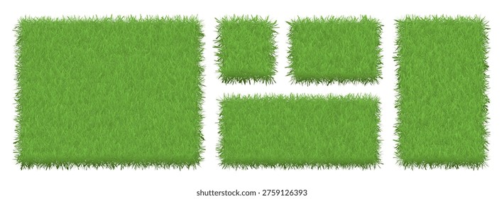 Set banners with a grass texture. Green lawn, grassy meadow, football field. Design elements. Vector illustration.