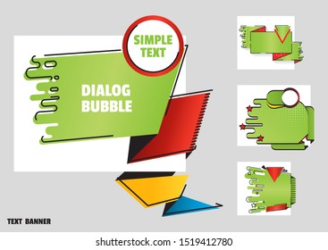 Set of banners green color for sales and promotions. Flat line art style. Paper origami speech bubble isolated on white for design of advertisement label, sticker. Dialogue banner for your message