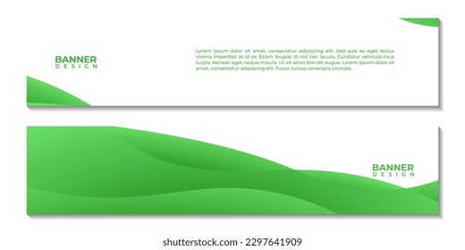 set of banners with green gradient abstract background with copy space area