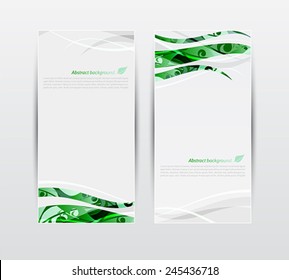 Set of banners with green leaves