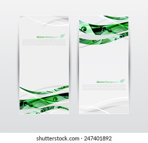 Set of banners with green leaves