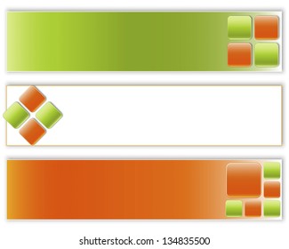 Set of banners with green and orange buttons. eps10. Vector illustration.