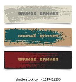 Set of banners with grunge texture background. Brush strokes for artistic design elements. Standard web banner template.