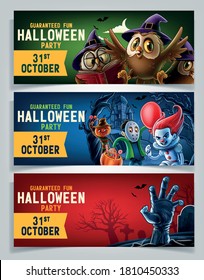 set of banners for halloween night