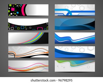 Set of banners and headers with abstract different style  forms. Vector illustration.