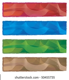 Set of Banners Headers with Waves in 4 Colors