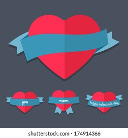 Set of banners with hearts