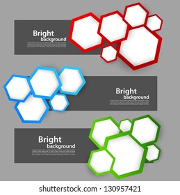 Set of banners with hexagons