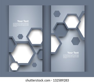 Set of banners with hexagons