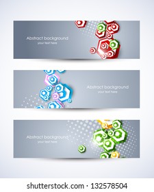 Set of banners with hexagons. Abstract illustration
