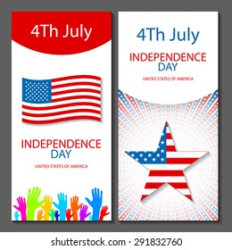 Set of banners  independence day United States of America, 4th of July art