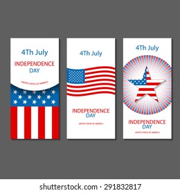 Set of banners  independence day United States of America, 4th of July art