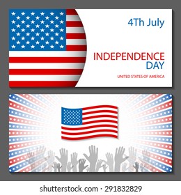 Set of banners  independence day United States of America, 4th of July art
