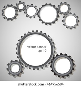 Set of banners interacting via gears