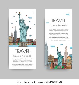 A set of banners for the Internet by the landscape of the city. Vector illustrations with urban landscape of New York