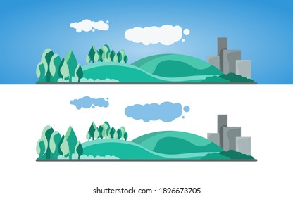 Set of banners with a landscape. A forest or park in a suburban area. Vector illustration in a flat style. EPS10