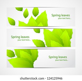 Set of banners with leaves