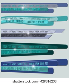 Set  banners Lower Third in the green-blue colors on a light  background. Vector illustration.