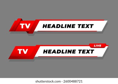 Set banners and lower thirds for news channel with red and white color