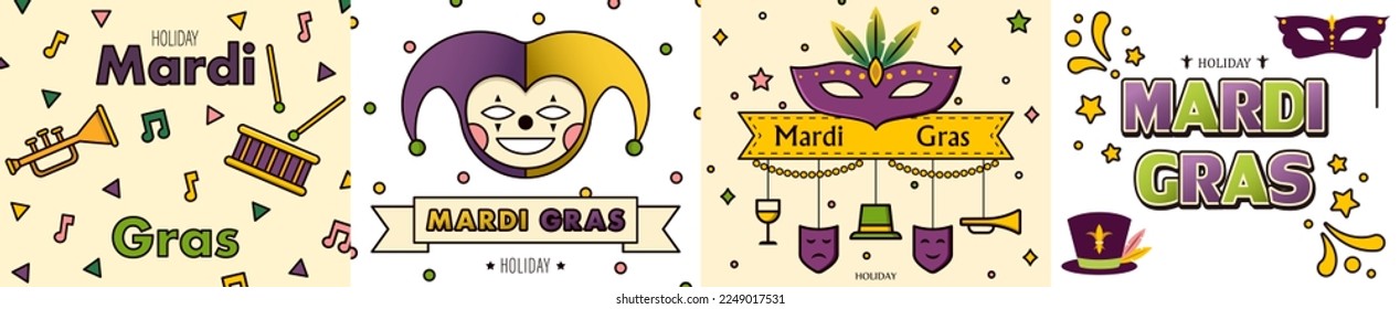 Set of banners for Mardi Gras (Fat Tuesday) celebration